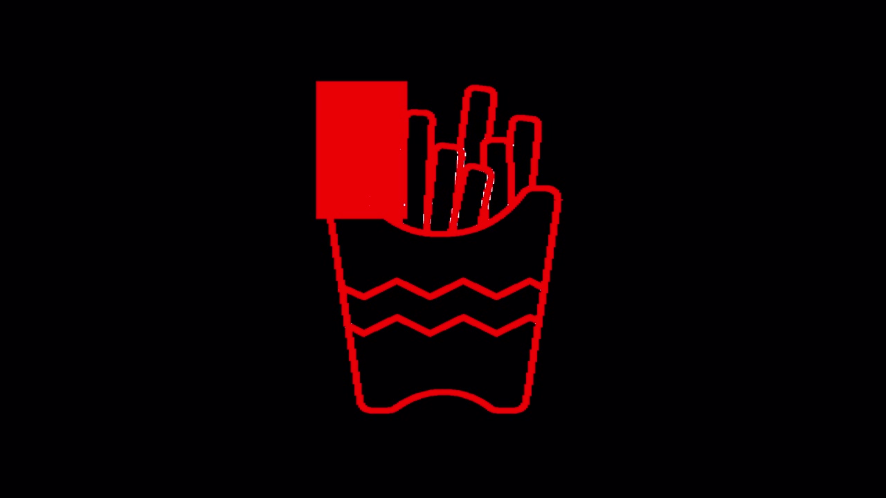 Animerad röd konturteckning av pommes frites med ketchup