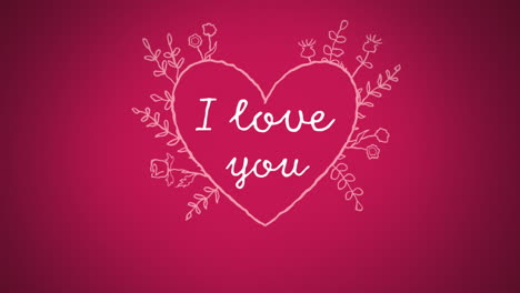 animation of i love you in white letters on pink background