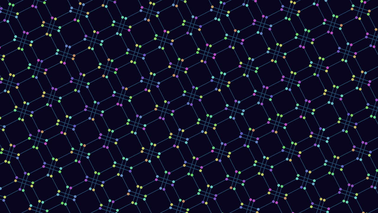 Seamless geometric cubes pattern with neon dots in rows