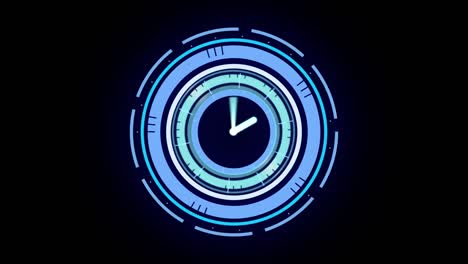 animation of scope scanning with clock over black background