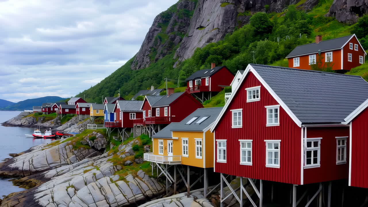 Fargerik norsk kystlandsby