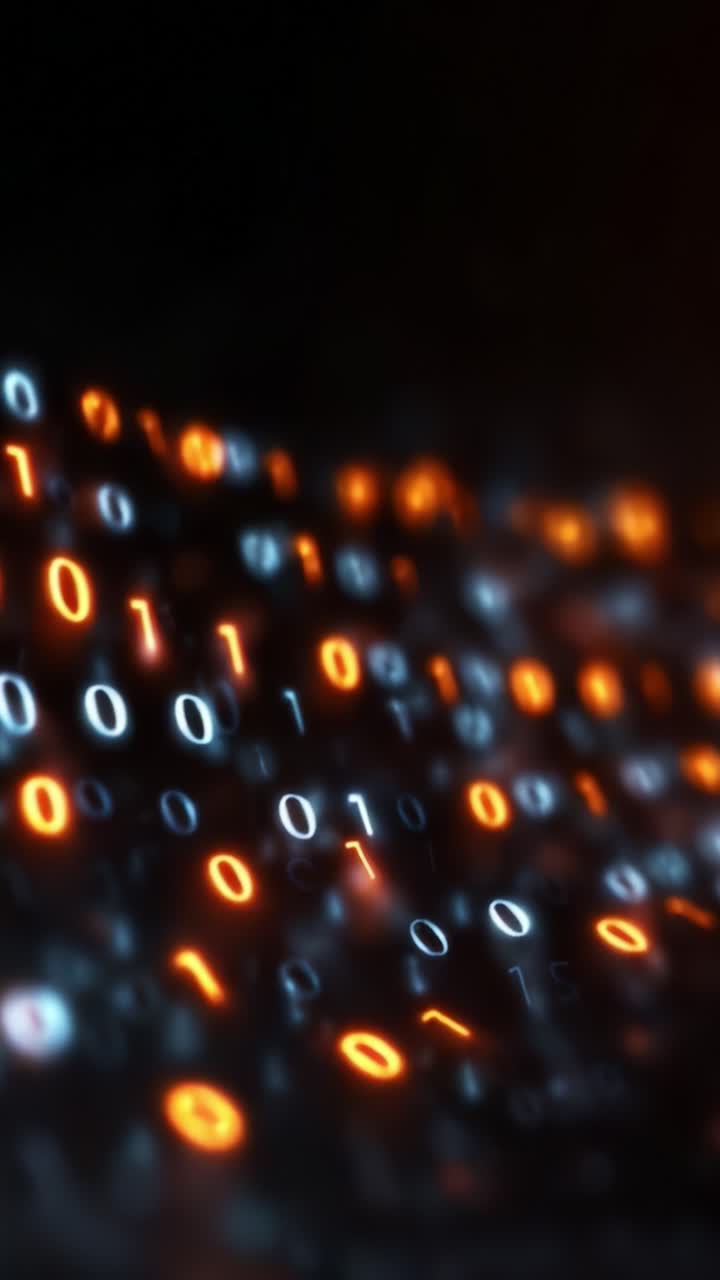 Abstract Representation of Digital Data with Blurred Binary Code in Vibrant Colors Conveying Information Technology and Modern Computing Concepts
