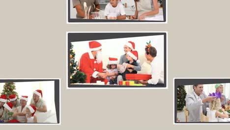 montage of families celebrating christmas day together