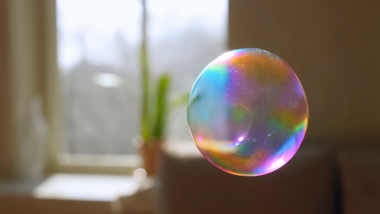 Colorful Soap Bubble in a Room