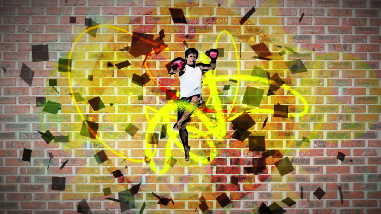 montaje de un hombre practicando kickboxing