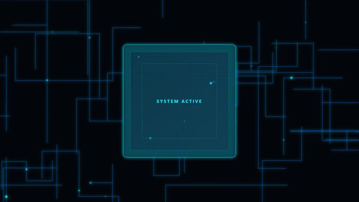 Digital System Active Interface with Glowing Circuitry