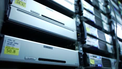 a close-up view of modern data storage equipment in a server rack, highlighting cutting-edge technology ensuring efficient data management and accessibility