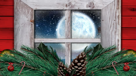 Winterlandschaft-Durch-Fenster-Gesehen