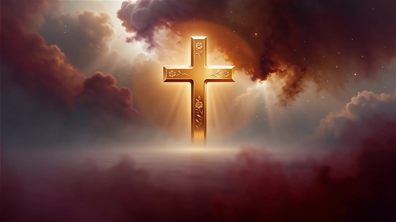 Christian Cross Heavenly Light Worship Background