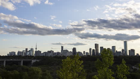 sunset timelapse over the toronto skyline from chester hill lookout