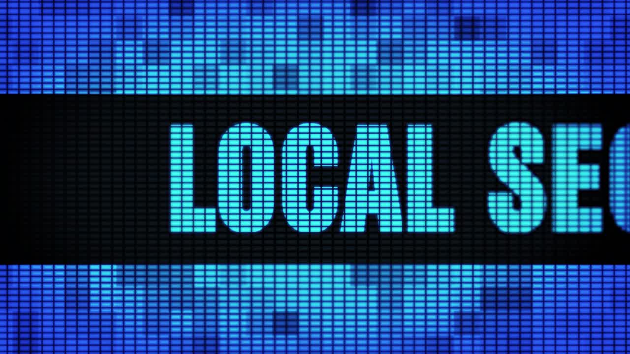 Local SEO displayed on a LED screen