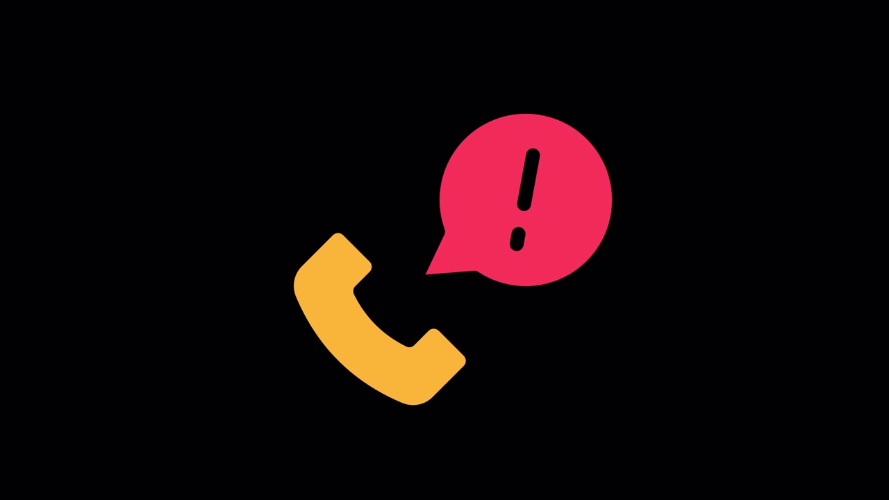 Animated Phone Call Alert Icon with Exclamation Mark