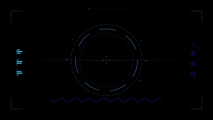 Futuristic Digital HUD Interface with Rotating Circular Elements