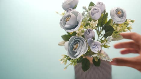 light blue artificial flower bouquet