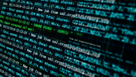 animación de bucle sin fisuras del proceso de minería de criptomonedas.
