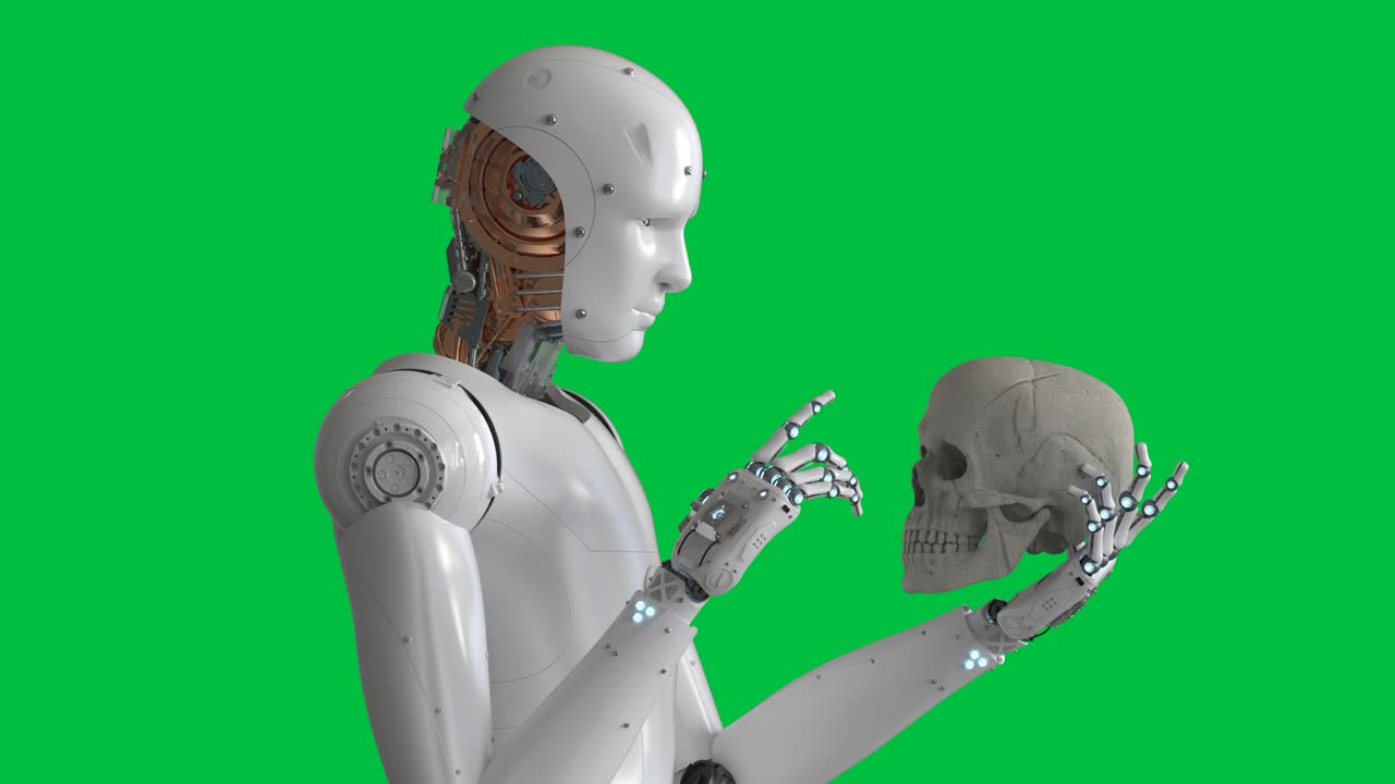 robot interpretato da un cranio umano