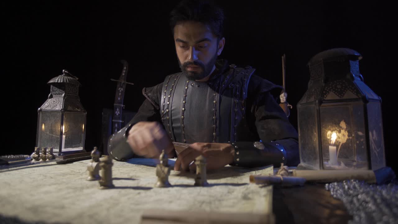 шахматные фигуры на карте в древние времена. подготовка к войне в исторические времена.