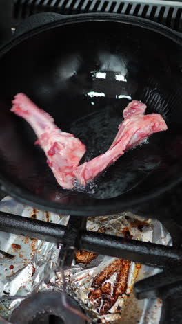 cooking meat in a wok