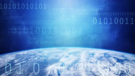 Digital world - Virtual Realms - Data Dances: Exploring the Language of Technology - Abstract Blue Horizons