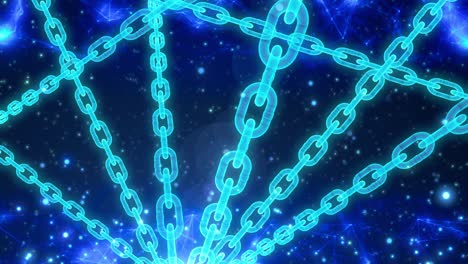 hologram block chain link technology loop animation