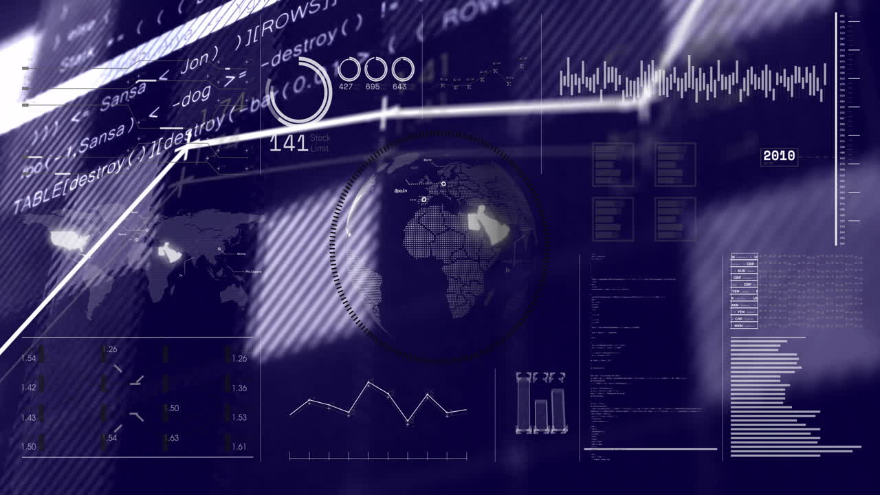 animación del procesamiento de datos digitales en pantalla