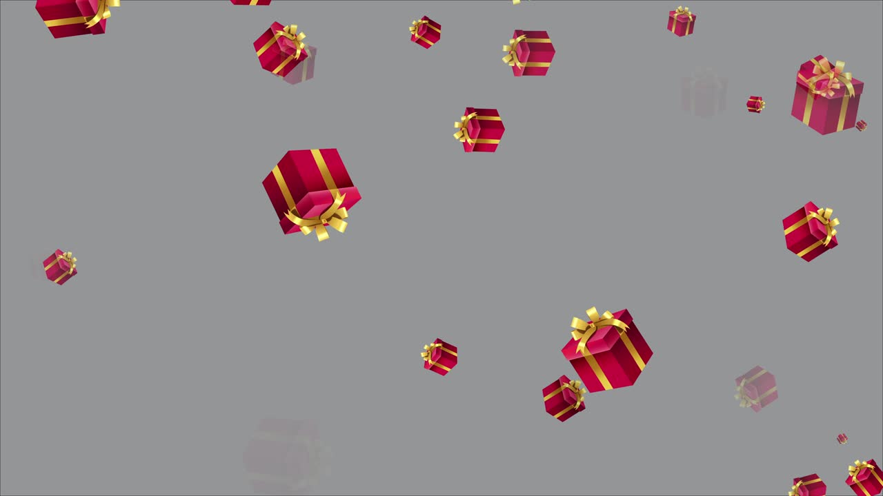 4K Abstract Loopable Flying Gold Colored Gift Box on Black Background