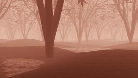 el bosque en la bruma, los árboles en la niebla.