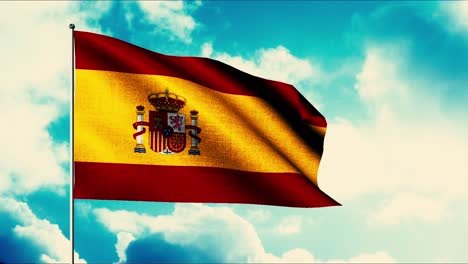 spanish flag waving in the wind