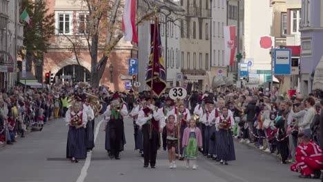brass band laas at the annual grape festival, meran - merano, south tyrol, italy