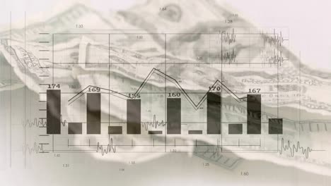 animación del procesamiento de datos sobre billetes