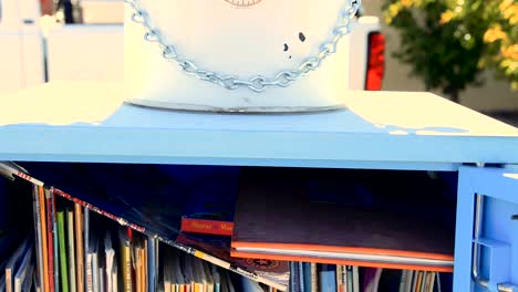 tilt down of close up of robot library with the doors open to view the complete