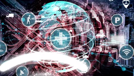smart transport technology concept for future car traffic on newish city road