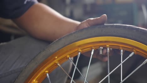 motorcycle service or maintenance and condition inspection pump pressure in the tire