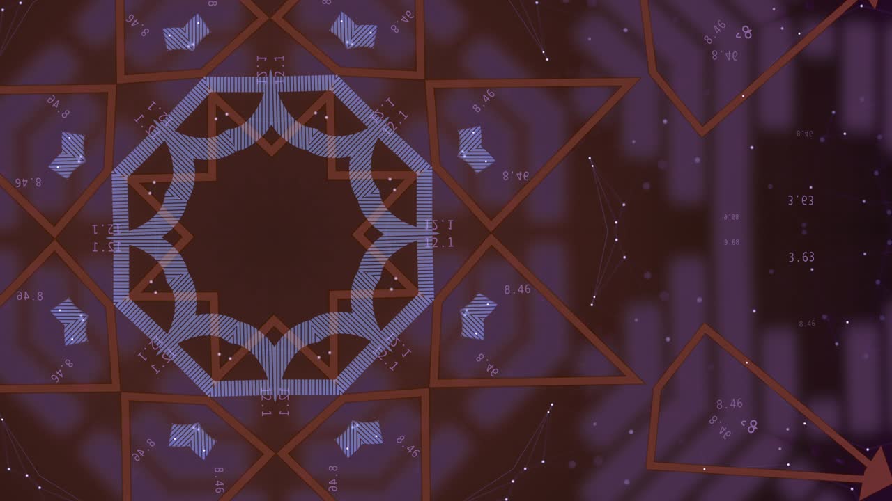 최면 순서로 움직이는 트랙에 신호를 가진 메인 카드의 추상적인 시각화.