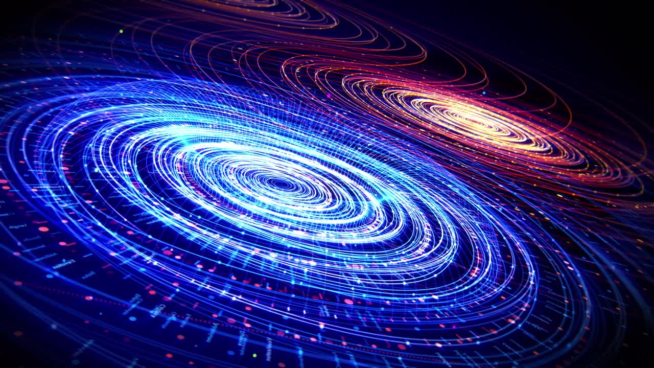 Abstract Shapes Background Animation. Colorful Lines Slowly Moving With Particles.