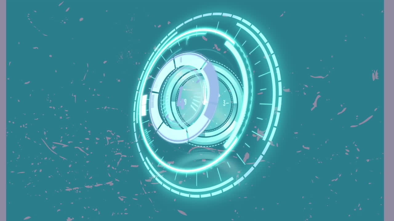 안전한 잠금과 스캐너의 애니메이션으로 시계 표면 처리가 녹색 배경에  ⁇ 어져 있습니다.