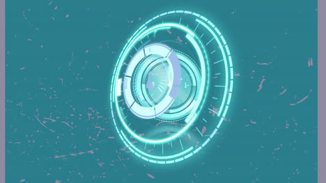 animation of safe lock and scanner with clock face processing over splattered green background