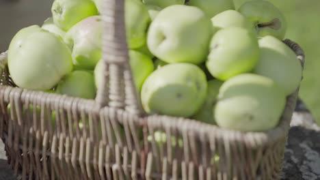 a basket of green apples