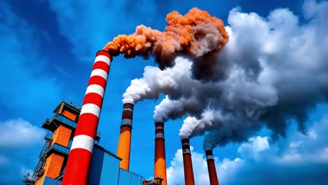 a factory with smoke coming out of the chimneys of a factory