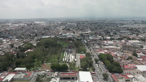 view of reailroads in dowtown puebla in mexico