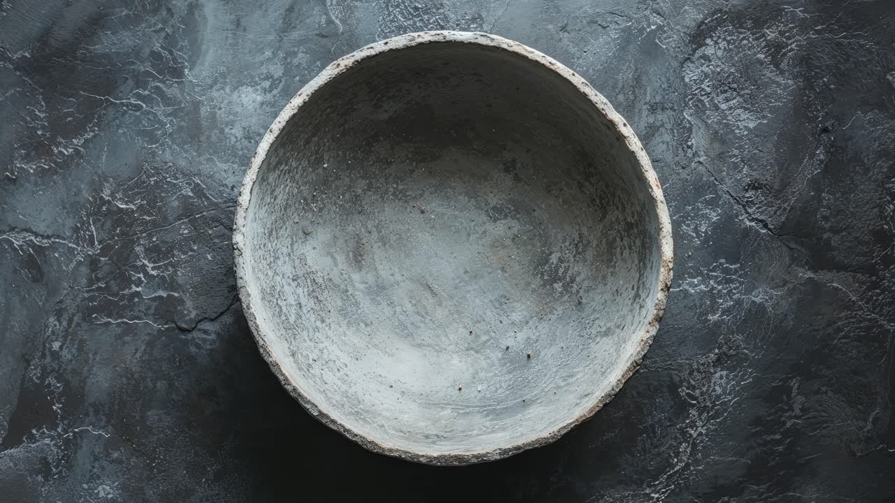 cuenco gris sobre un fondo gris oscuro