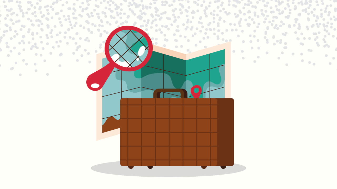 갈색 여행 가방 장비 애니메이션