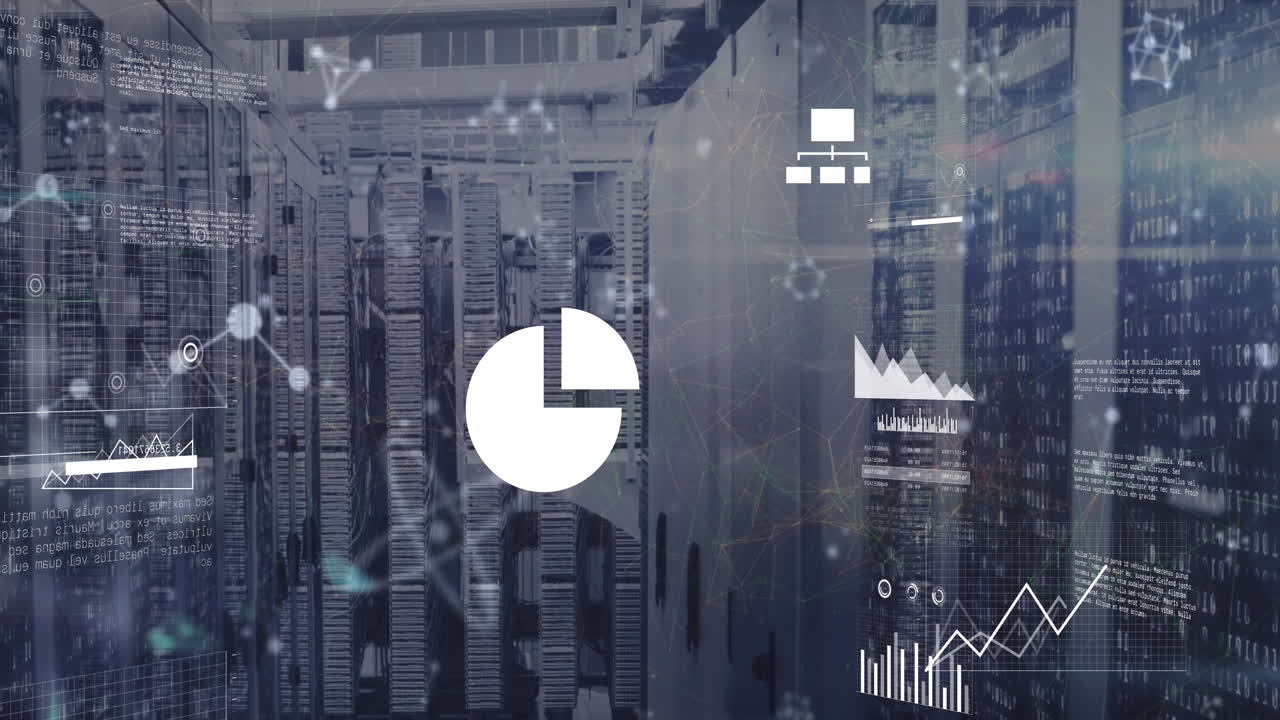 Animation of molecular structures and interfaces with data processing against computer server room