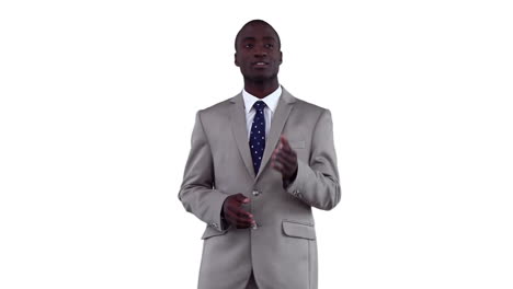 serious businessman making an announcement