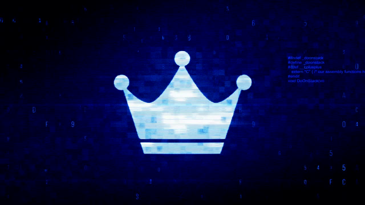 여왕 왕실 왕관 기호 디지털 픽셀 노이즈 오류 애니메이션