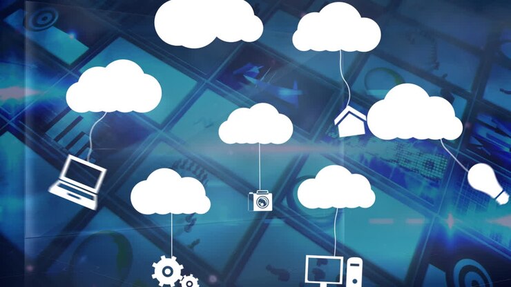 Animation of cloud icons over videos