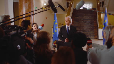 press conference of a european politician