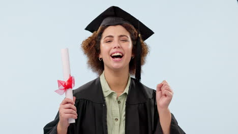 graduate, celebration and woman in studio