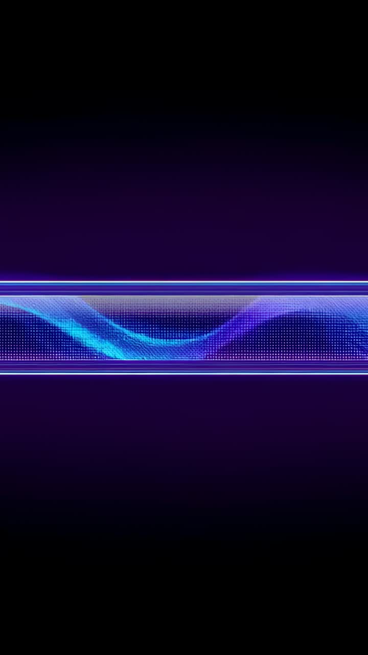 Vertical video: Looping neon bar dual wave shifting over purple gradient pulsing grid and borders