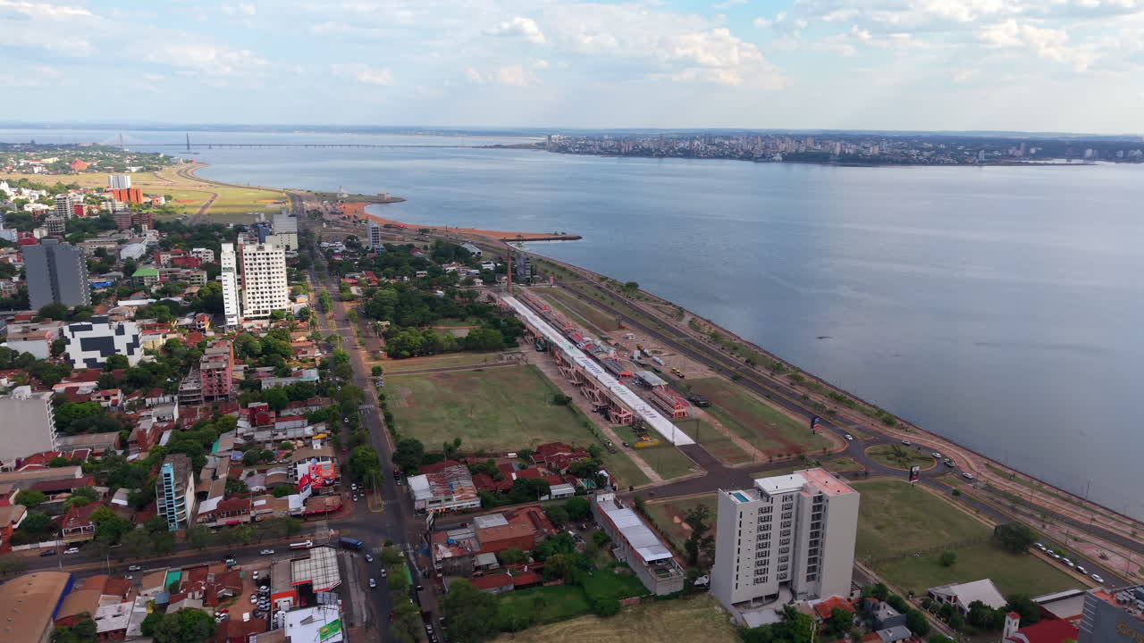 An expansive birdseye view of Encarnación, showcasing the vibrant cityscape and beautiful waterfront.